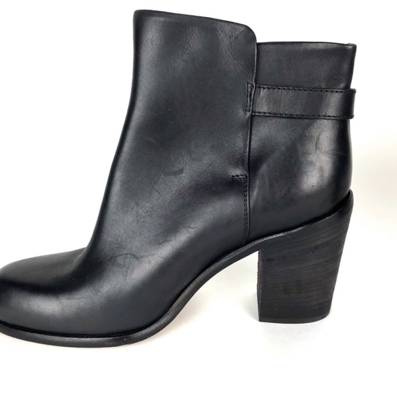 NWOT AGL Block Heel leather black ankle boot 37 1/2 - Picture 6 of 10